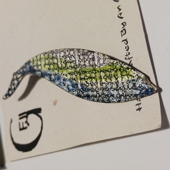 Brooch Vintage Hand Crafted Enamel on Copper Fish American Artist #eshopchicago - Picture 3 of 4